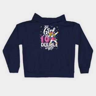 This Girl Is Now 10 Double Digits Dabbing Unicorn Birthday Gift Kids Hoodie